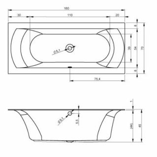 Акриловая ванна Riho Linares B140001005 R 160х70см  с тонким бортом белый